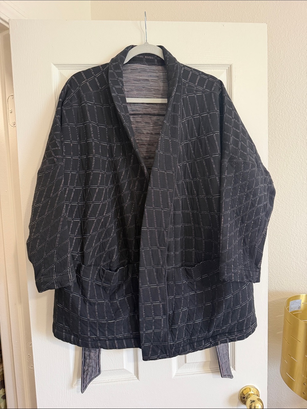 Nike Black Quilted Open-Front Cape Jacket